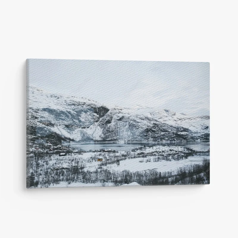 Quadro su tela quiete invernale sulle rive del fiordo