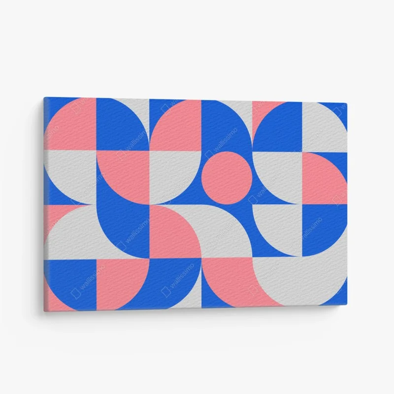 Quadro su tela motivo geometrico minimalista in rosa e blu