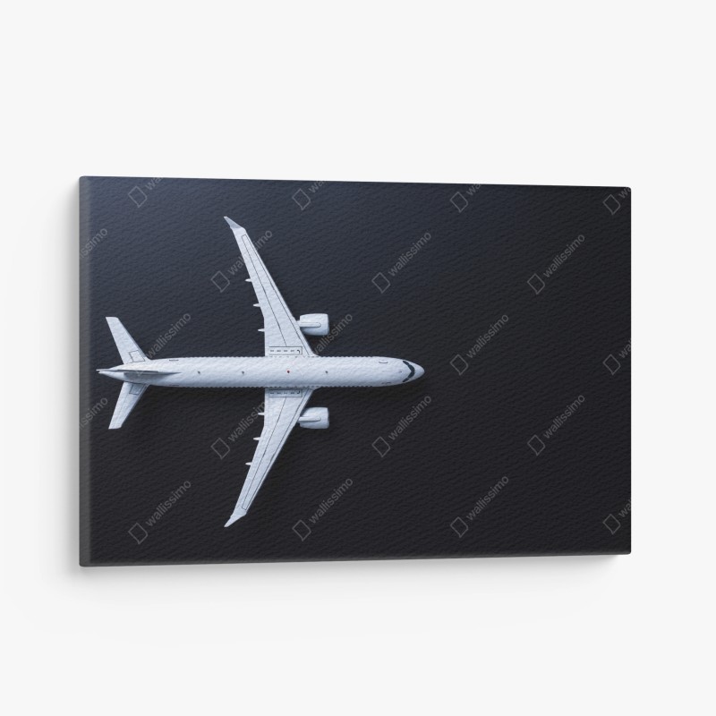 Quadro su tela silhouette di aereo minimalista su sfondo scuro
