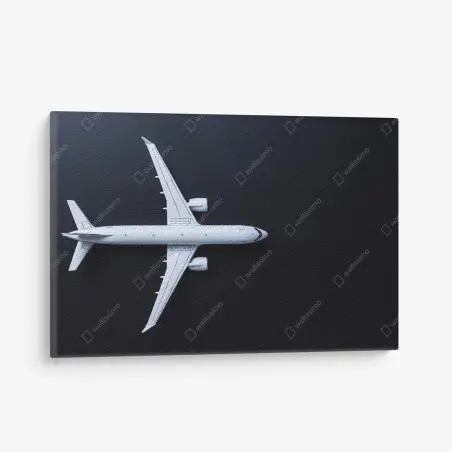 Quadro su tela silhouette di aereo minimalista su sfondo scuro • Wallissimo®