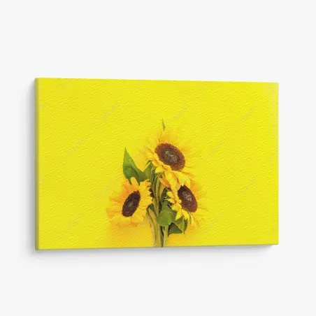 Quadro su tela girasoli luminosi su sfondo giallo • Wallissimo®