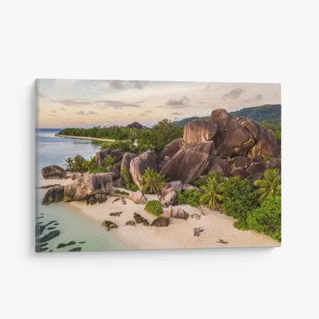 Quadro su tela spiaggia di Anse d'Argent, La Digue • Wallissimo®