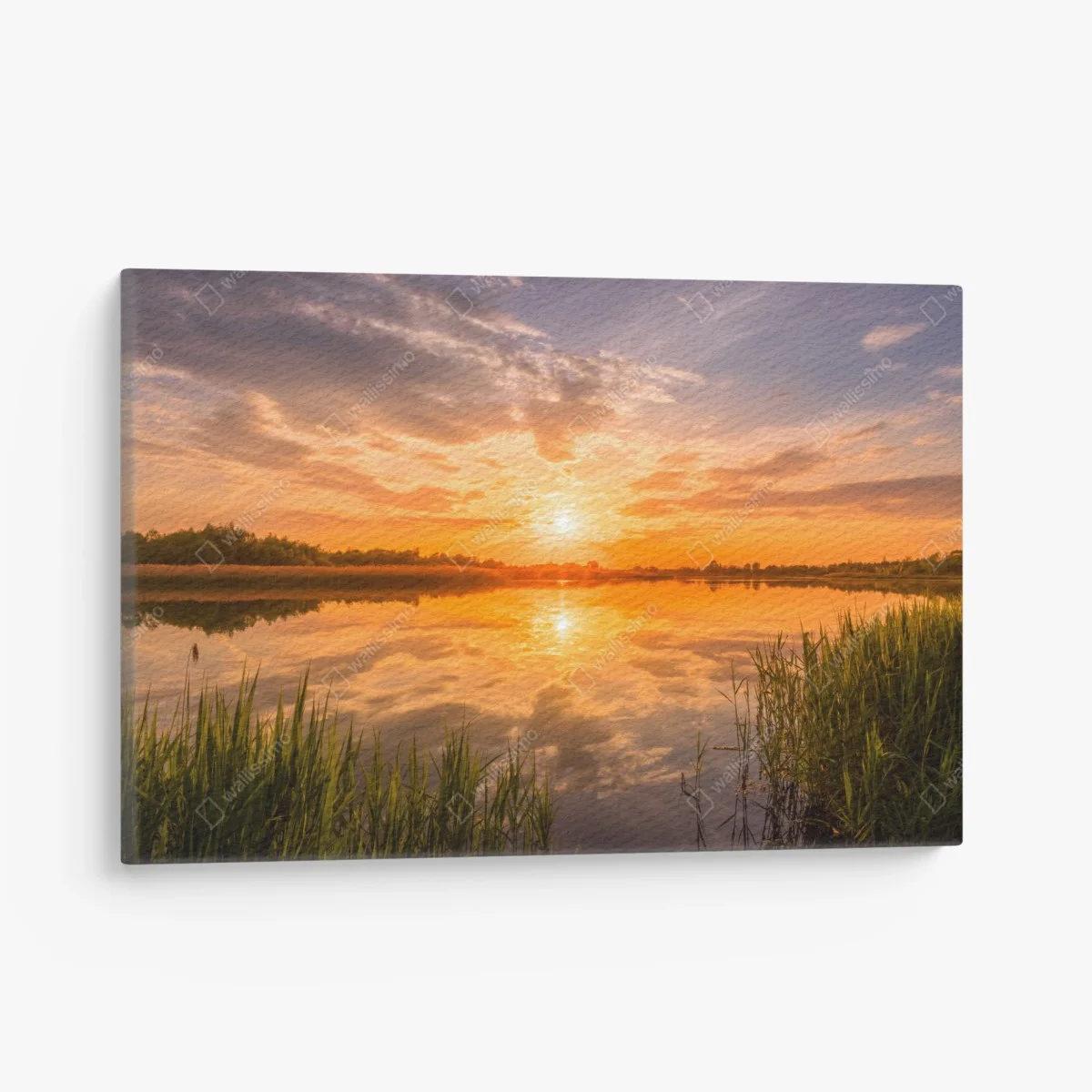 Quadro su tela tramonto dorato sul lago • Wallissimo® Quadro su tela tramonto dorato sul lago • Wallissimo®