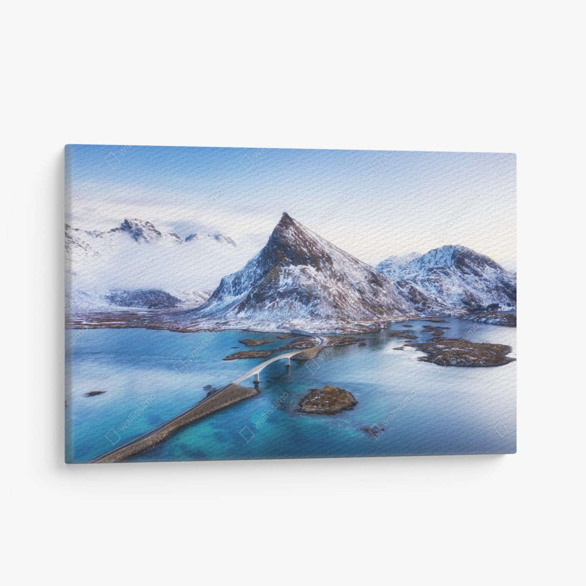 Quadro su tela panorama aereo delle Lofoten al tramonto • Wallissimo®