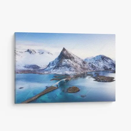 Quadro su tela panorama aereo delle Lofoten al tramonto • Wallissimo®