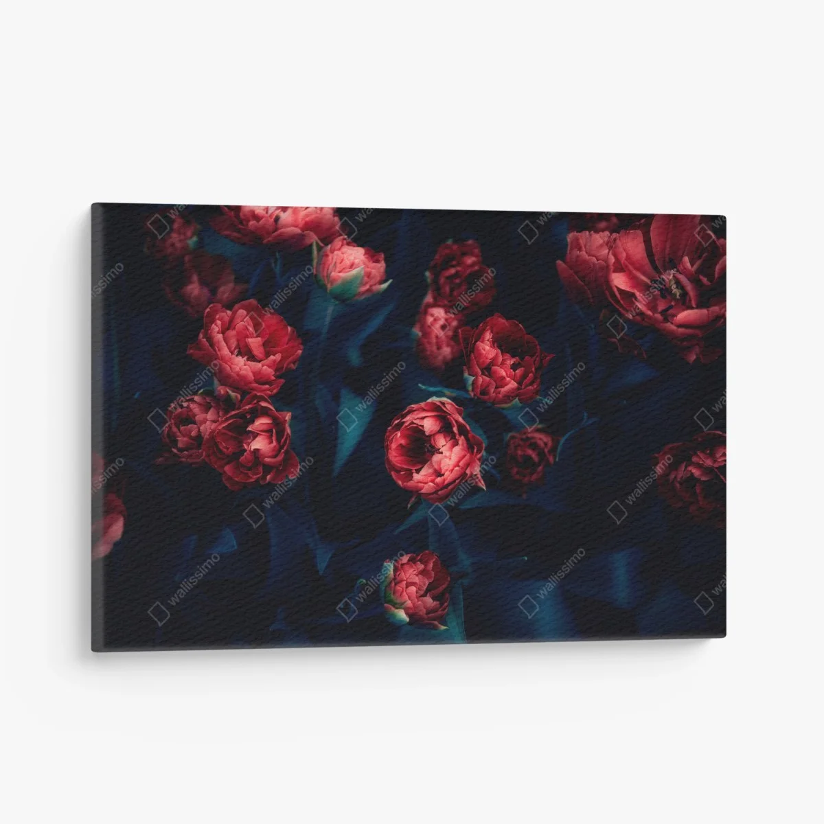 Quadro su tela fiori rossi su sfondo scuro • Wallissimo® Quadro su tela fiori rossi su sfondo scuro • Wallissimo®