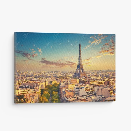 Quadro su tela tramonto su Parigi con la Torre Eiffel • Wallissimo®