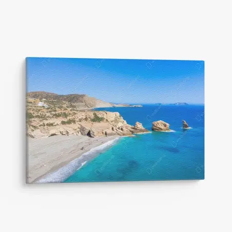 Quadro su tela scogliere dorate e mare turchese • Wallissimo®