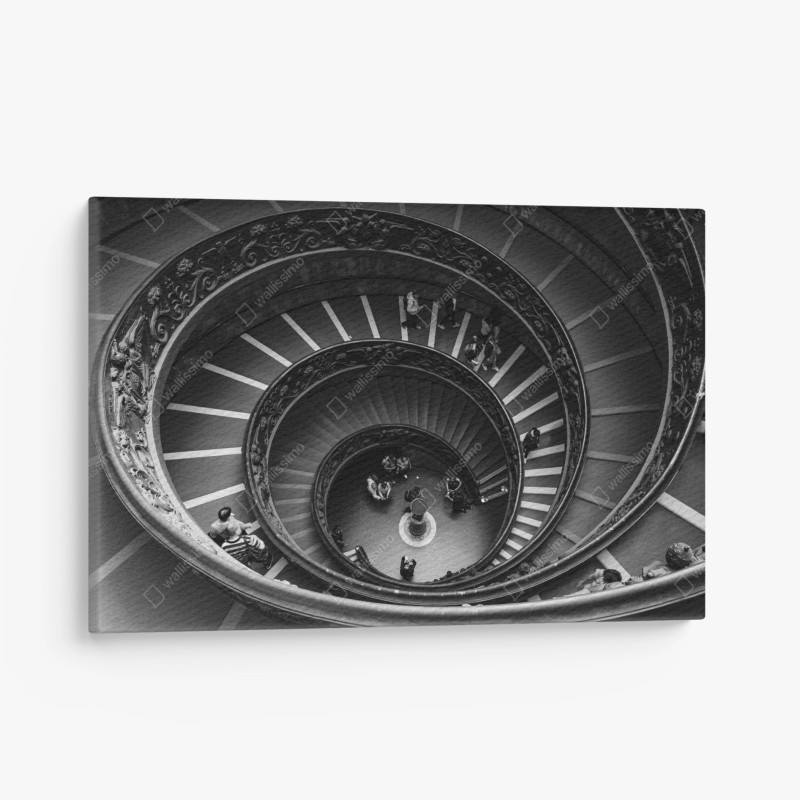 Quadro su tela spirale architettonica in bianco e nero