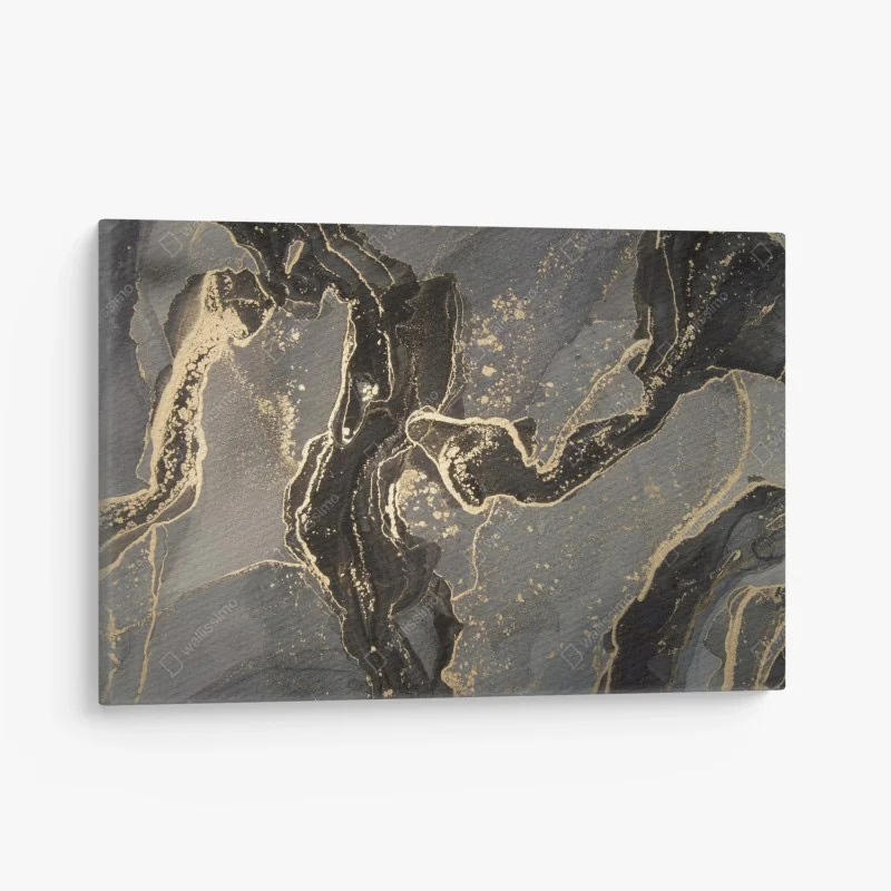 Quadro su tela venature dorate su fondo nero