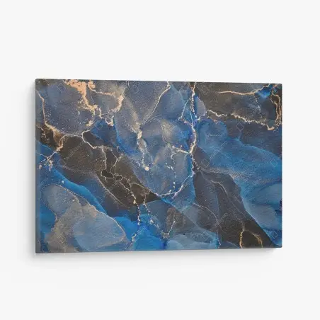 Quadro su tela marmo liquido blu e oro • Wallissimo®