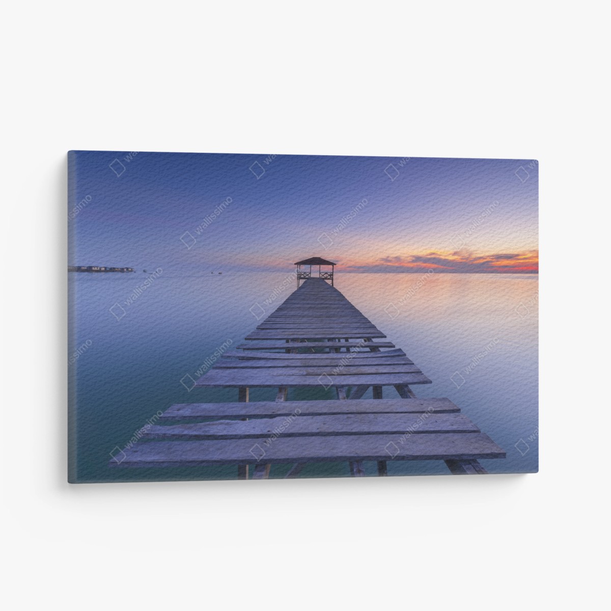 Quadro su tela pontile verso l'orizzonte al tramonto • Wallissimo®