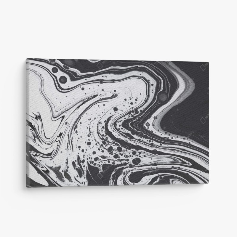 Quadro su tela arte astratta marmorizzata in bianco e nero