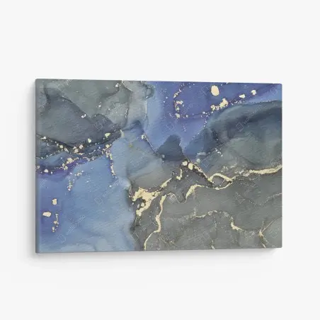 Quadro su tela paesaggio liquido blu e oro • Wallissimo®