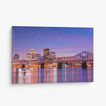 Quadro su tela tramonto su Louisville: skyline sul fiume • Wallissimo®