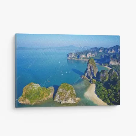 Quadro su tela paesaggio costiero con scogliere e mare turchese • Wallissimo®