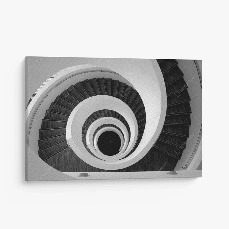 Quadro su tela spirale architettonica in bianco e nero
