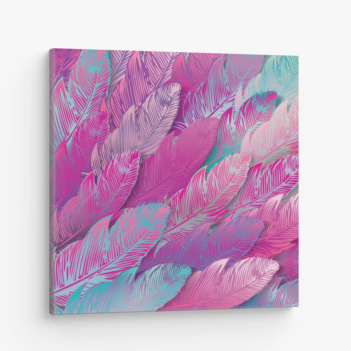 Quadro su tela mosaico di piume iridescenti • Wallissimo®