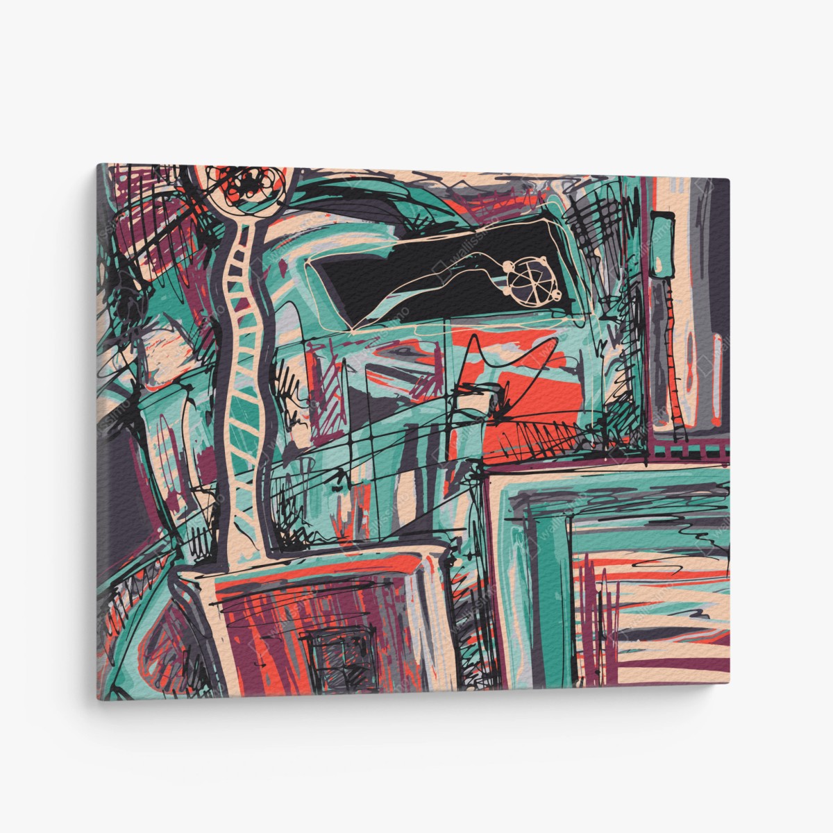 Quadro su tela composizione astratta urbana colorata • Wallissimo®