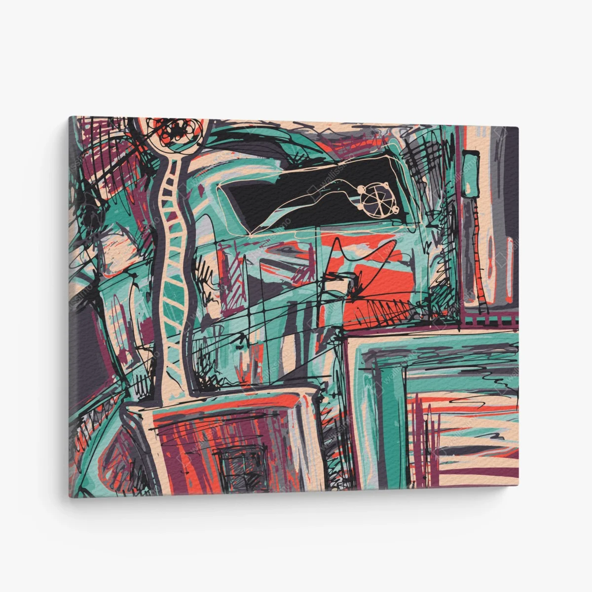 Quadro su tela composizione astratta urbana colorata • Wallissimo® Quadro su tela composizione astratta urbana colorata • Wallissimo®