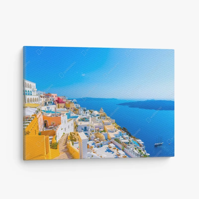 Quadro su tela vista panoramica di Santorini sul mare