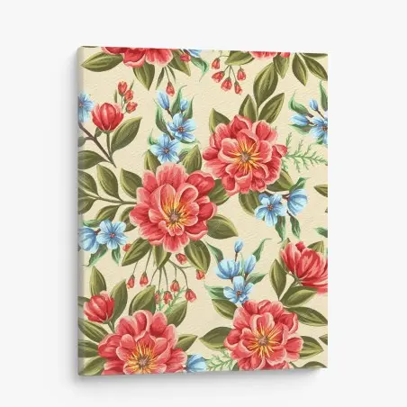 Quadro su tela motivo floreale acquerello su sfondo crema • Wallissimo®
