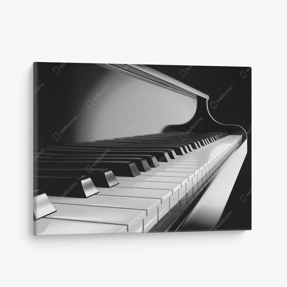 Quadro su tela eleganza in bianco e nero: tastiera di pianoforte • Wallissimo®