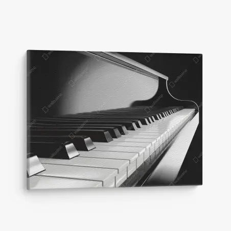 Quadro su tela eleganza in bianco e nero: tastiera di pianoforte • Wallissimo®