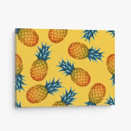 Quadro su tela ananas tropicale su sfondo giallo • Wallissimo®