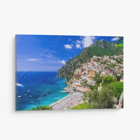 Quadro su tela vista panoramica di Positano sulla Costiera Amalfitana • Wallissimo®