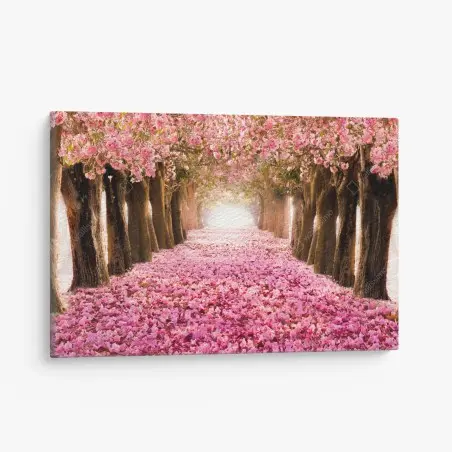 Quadro su tela viale incantato di fiori di ciliegio • Wallissimo®