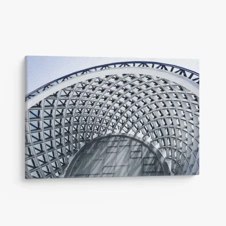 Quadro su tela cupola geometrica: struttura moderna in vetro e acciaio • Wallissimo®