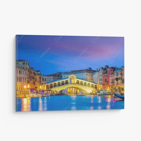 Quadro su tela tramonto sul ponte di Rialto, Venezia • Wallissimo®