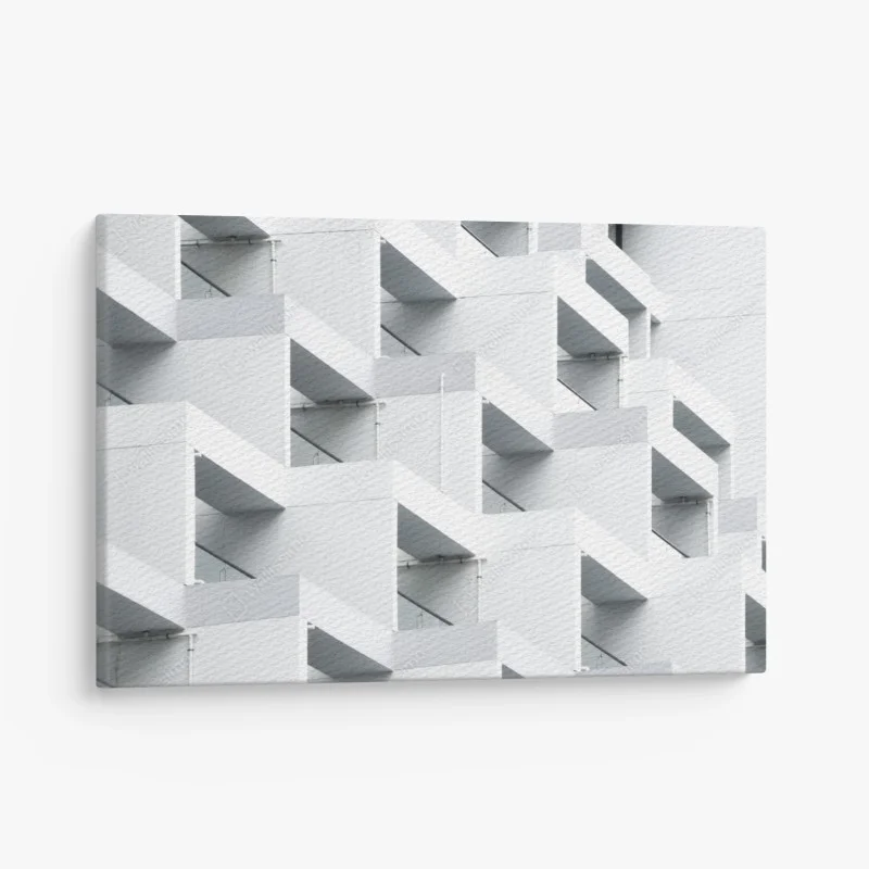 Quadro su tela geometria urbana in bianco