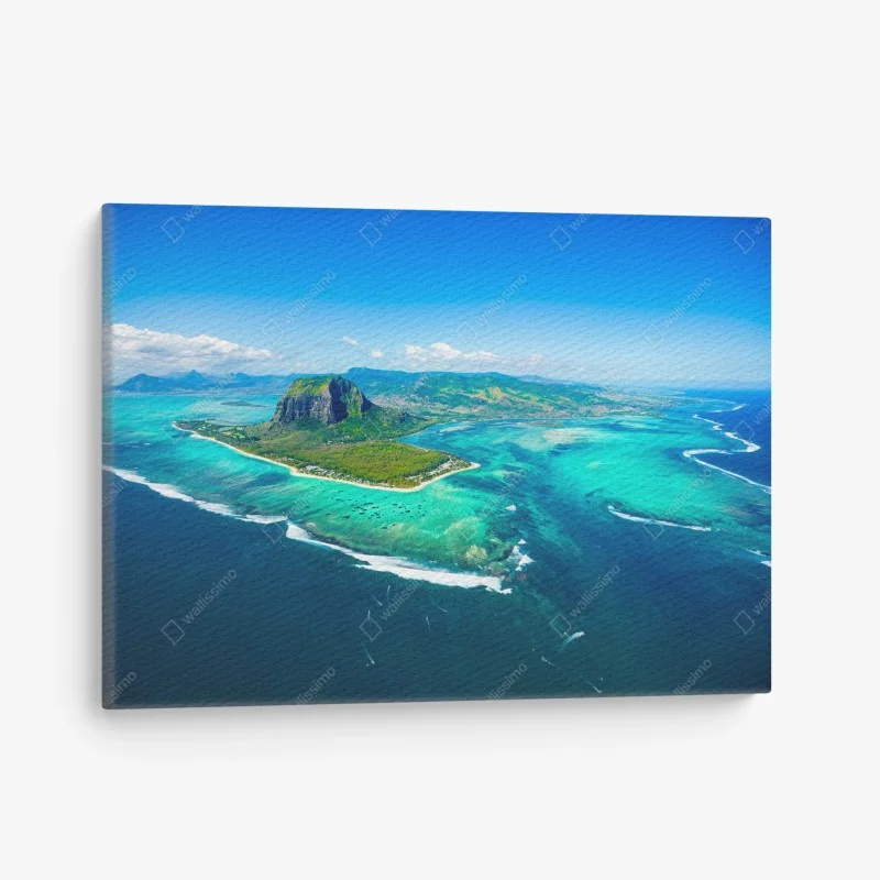 Quadro su tela paesaggio aereo di Le Morne Brabant, Mauritius