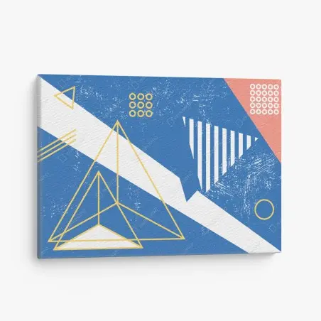 Quadro su tela composizione geometrica blu e gialla in stile Memphis • Wallissimo®