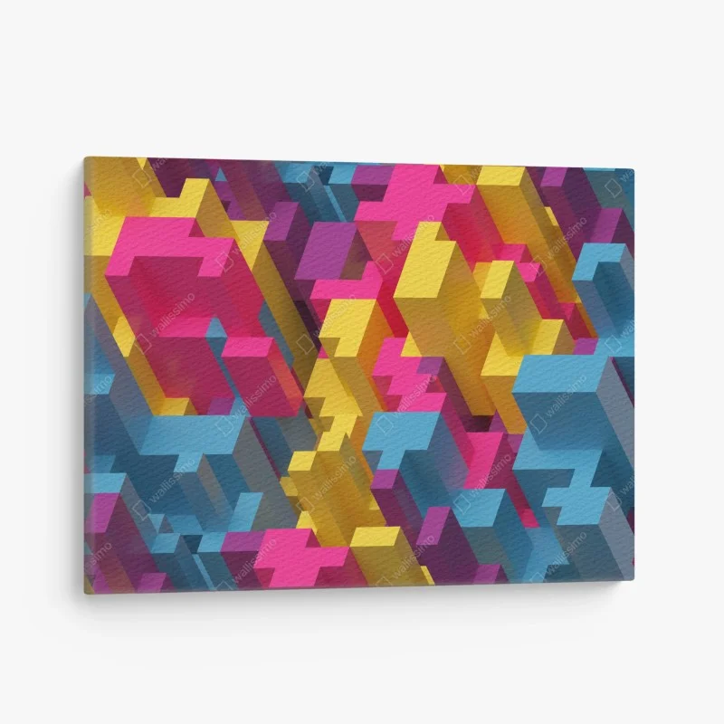 Quadro su tela mosaico voxel colorato e geometrico
