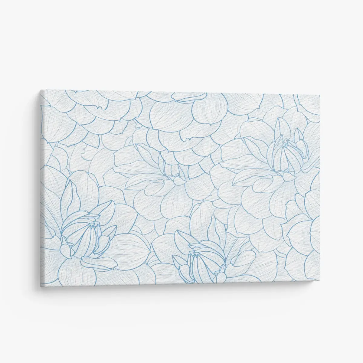 Quadro su tela motivo floreale a linee sottili color azzurro • Wallissimo®
