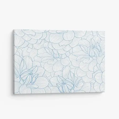 Quadro su tela motivo floreale a linee sottili color azzurro • Wallissimo®