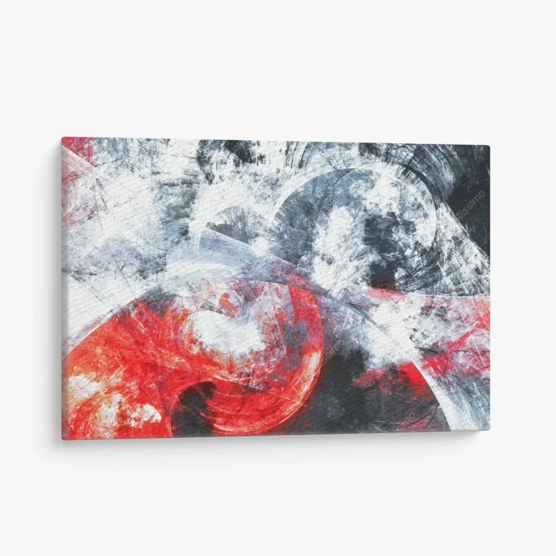Quadro su tela vortice frattale rosso e bianco