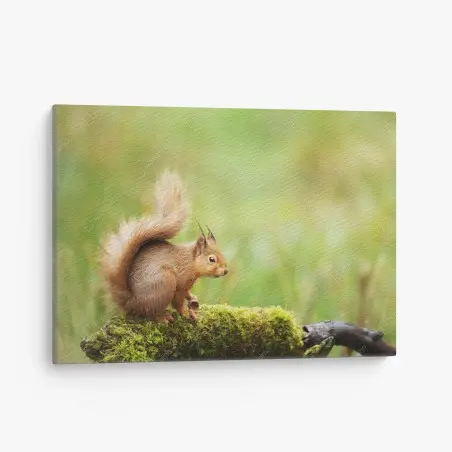 Quadro su tela scoiattolo rosso nel bosco • Wallissimo®