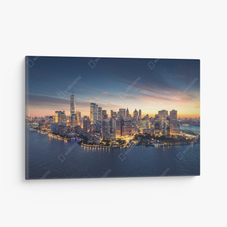 Quadro su tela panorama di Manhattan all'alba • Wallissimo®