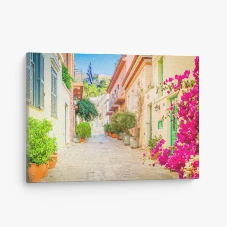 Quadro su tela angolo fiorito di Atene • Wallissimo®