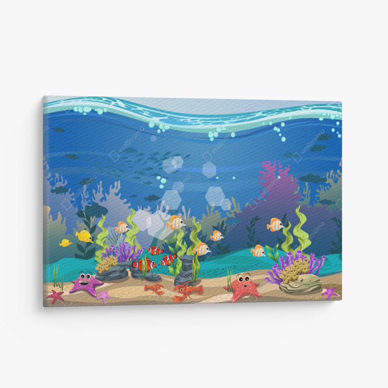 Quadro su tela avventura sottomarina colorata