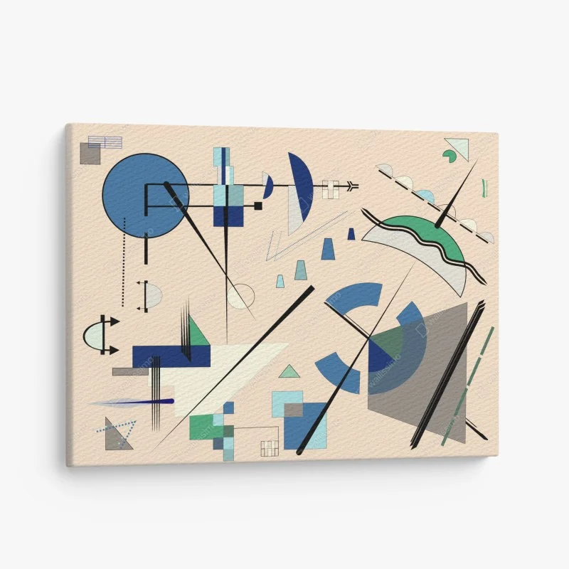 Quadro su tela composizione geometrica astratta in blu e verde