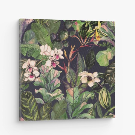 Quadro su tela motivo botanico tropicale acquerellato • Wallissimo®
