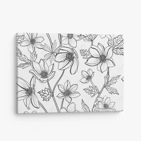 Quadro su tela motivo floreale a linee sottili • Wallissimo®
