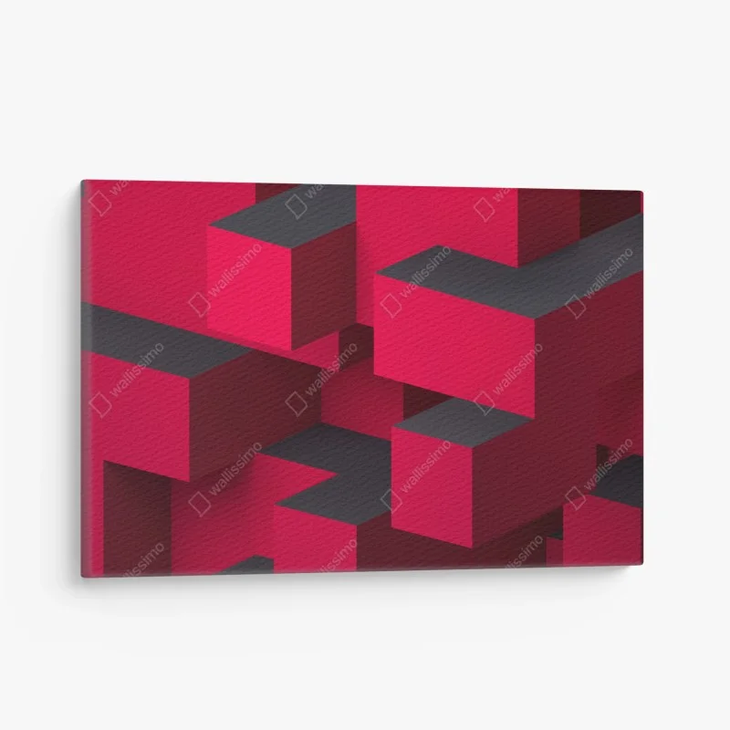 Quadro su tela cubi geometrici rossi in composizione astratta