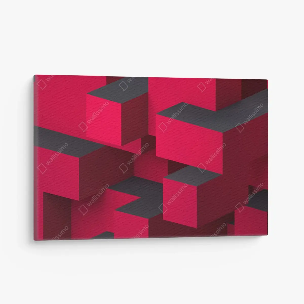 Quadro su tela cubi geometrici rossi in composizione astratta • Wallissimo®