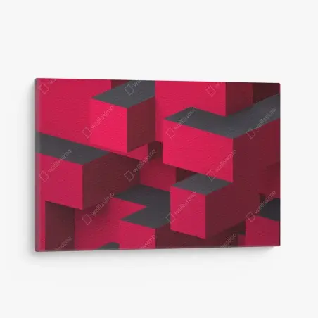 Quadro su tela cubi geometrici rossi in composizione astratta • Wallissimo®